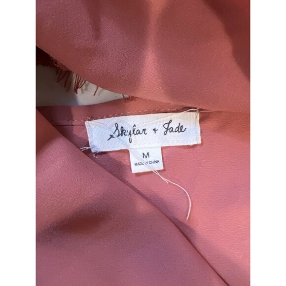 ReadySkylar + Jade Lace Top Boho Chic Long Sleeves Rose High Neck Medium - Picture 3 of 8